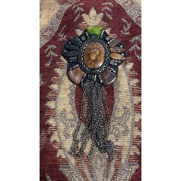 Vintage Sharif Purse Shoulder Bag Boho Retro Tapestry Leather Bead Tassel Bling - Picture 4 of 15